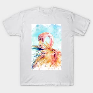 Flamingo Grooming Its Feathers T-Shirt